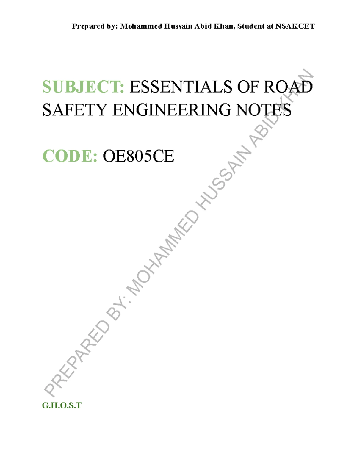 Road Safety Engineering RSE UNIT-1 Assignment (B.E. CSE VIII Sem) - Studocu