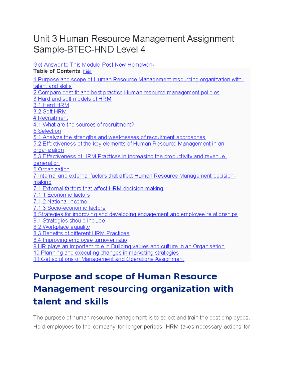 HRM - helping material - Unit 3 Human Resource Management Assignment ...