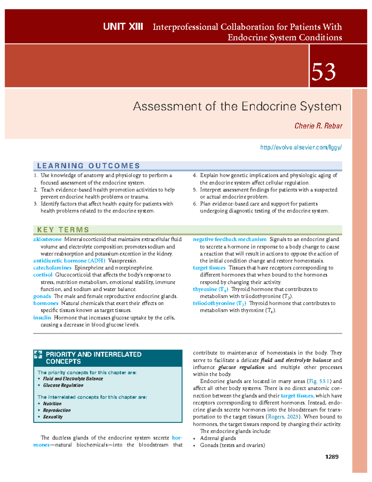 CH 53 - NUR205 Final Exam: Assessment of the Endocrine System - Studocu