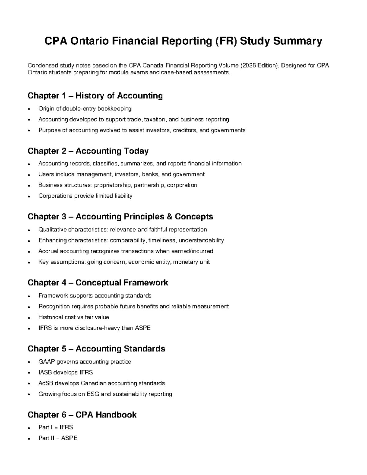 CPA Ontario FR Study Summary: Key Concepts & Principles for Exams - Studocu