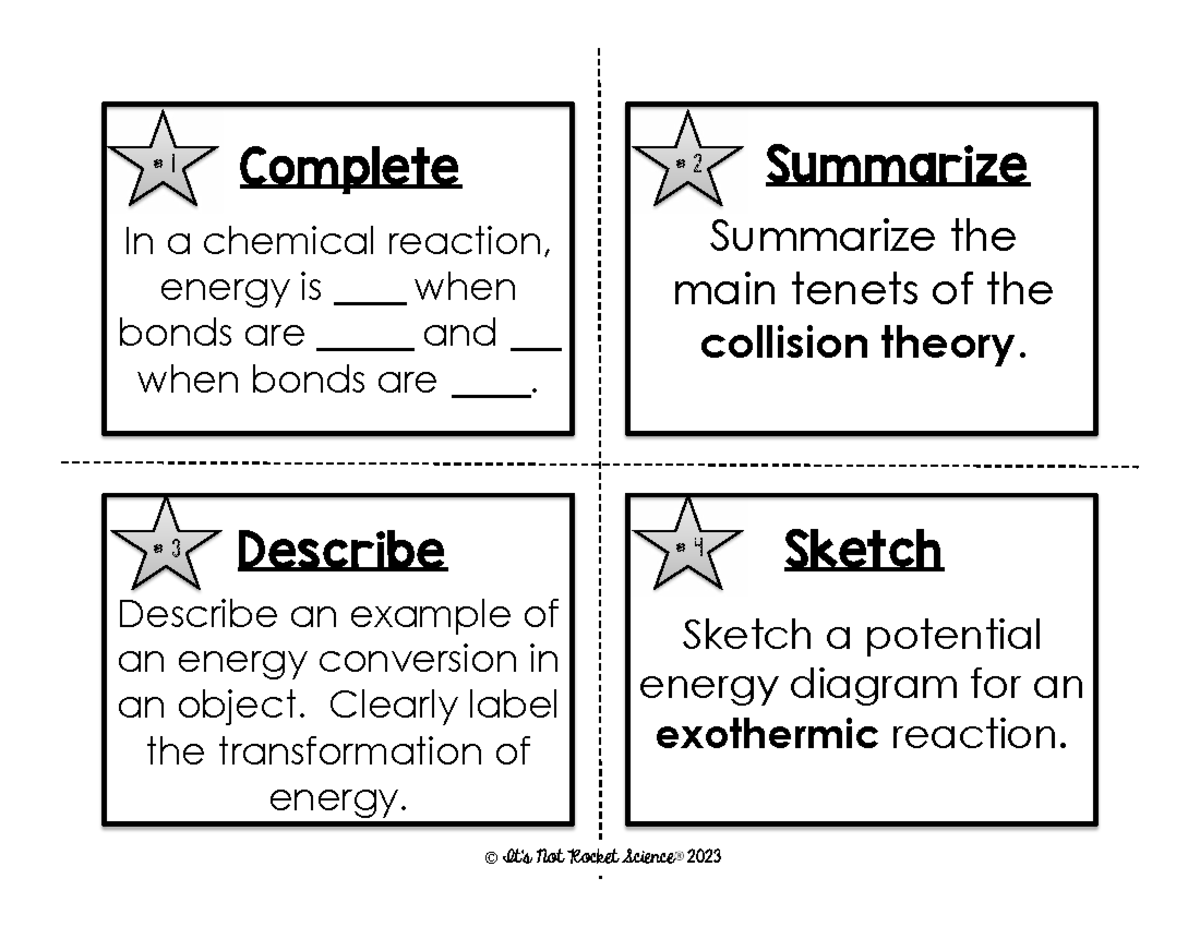 Thermochemistry Review Task Cards - Not Rocket 2023 - Studocu