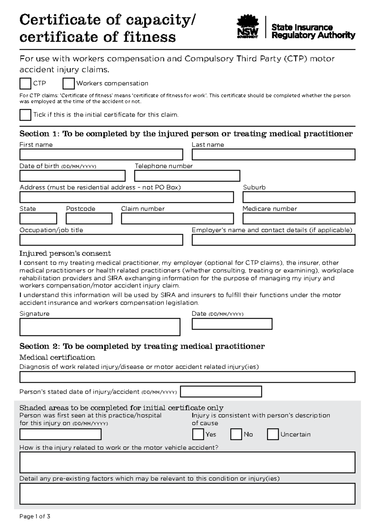 Certificate of Capacity for CTP Claims: Medical Fitness Guidelines ...