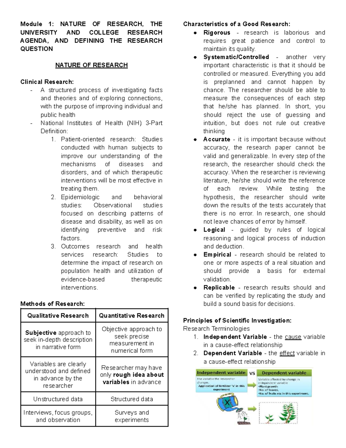 Module 1: Nature of Research and Defining Research Questions - Studocu