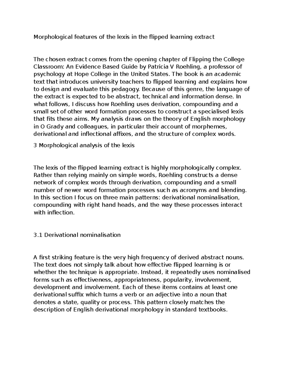 Morphological Analysis of Lexis in Flipped Learning Extract (ENG 101 ...