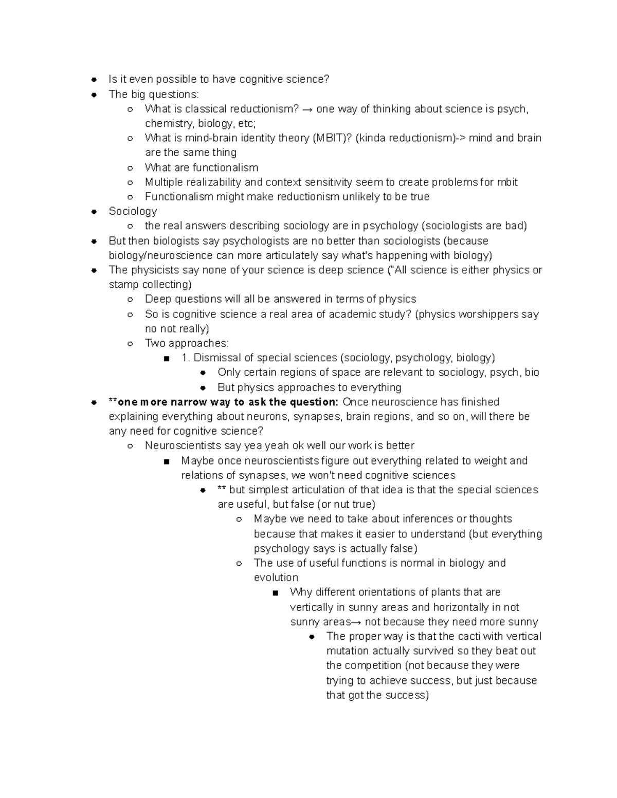 Cognitive Science Session 2 - Is it even possible to have cognitive ...