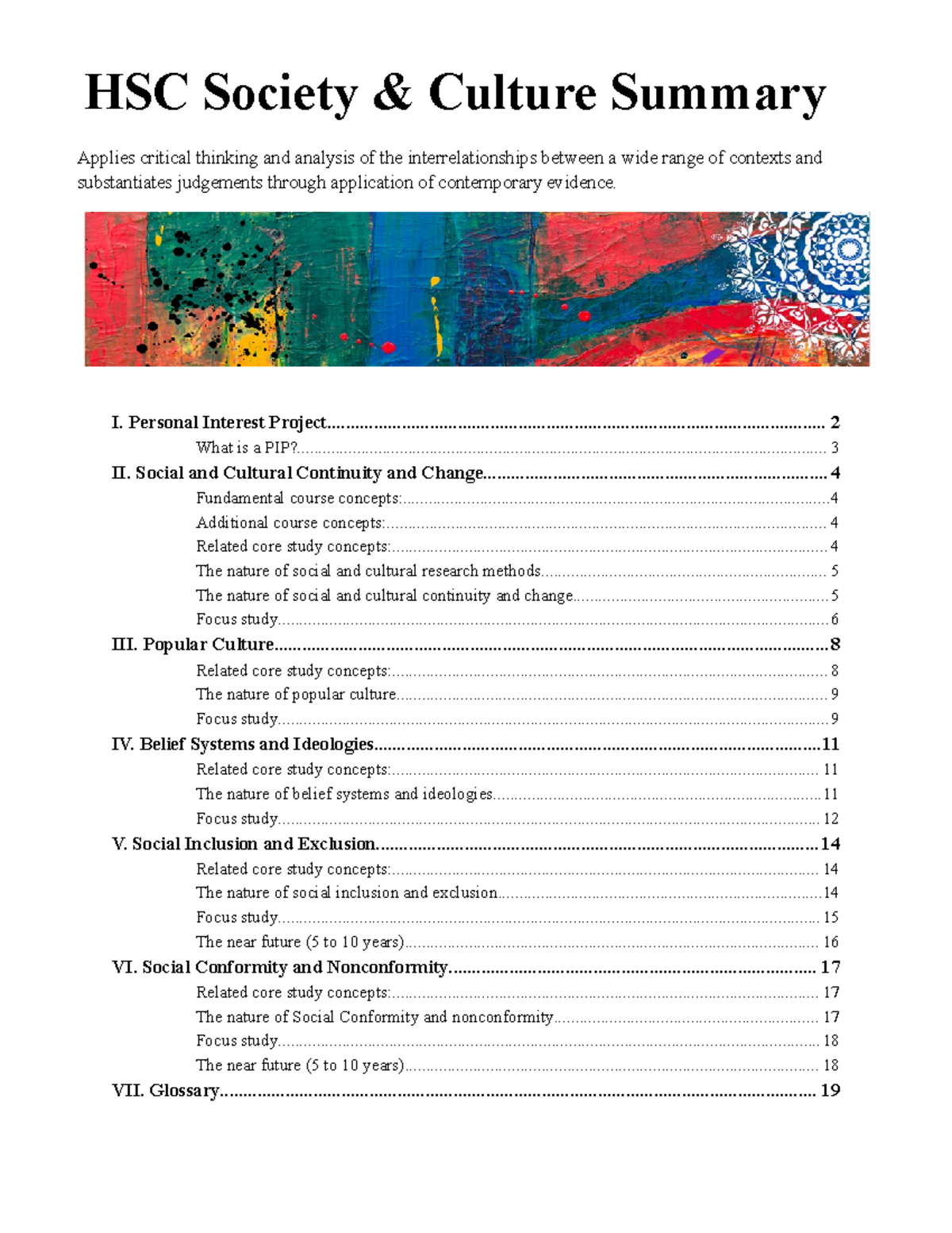 HSC Society & Culture Summary - HSC Society & Culture Summary Applies ...