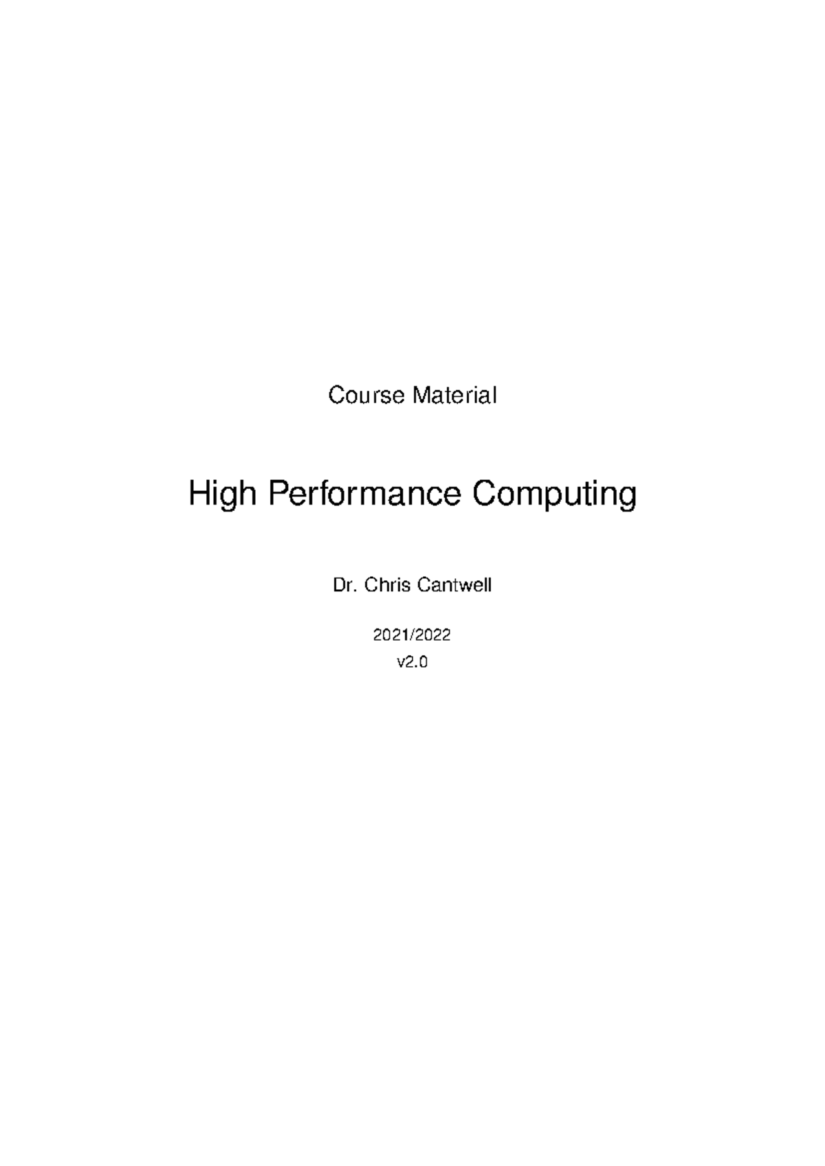 HPC Notes - Course Material High Performance Computing Dr. Chris ...