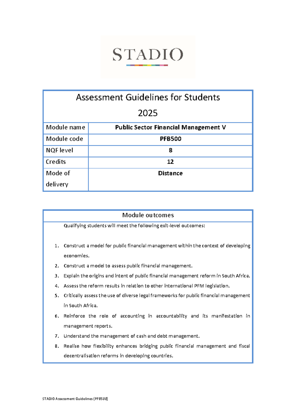 PFB500 - Public Sector Financial Management Assessment Guidelines 2026 ...