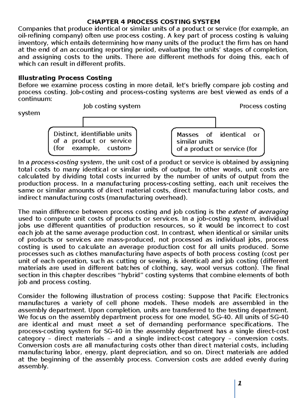 Chapter 4 Process Costing System - CHAPTER 4 PROCESS COSTING SYSTEM ...