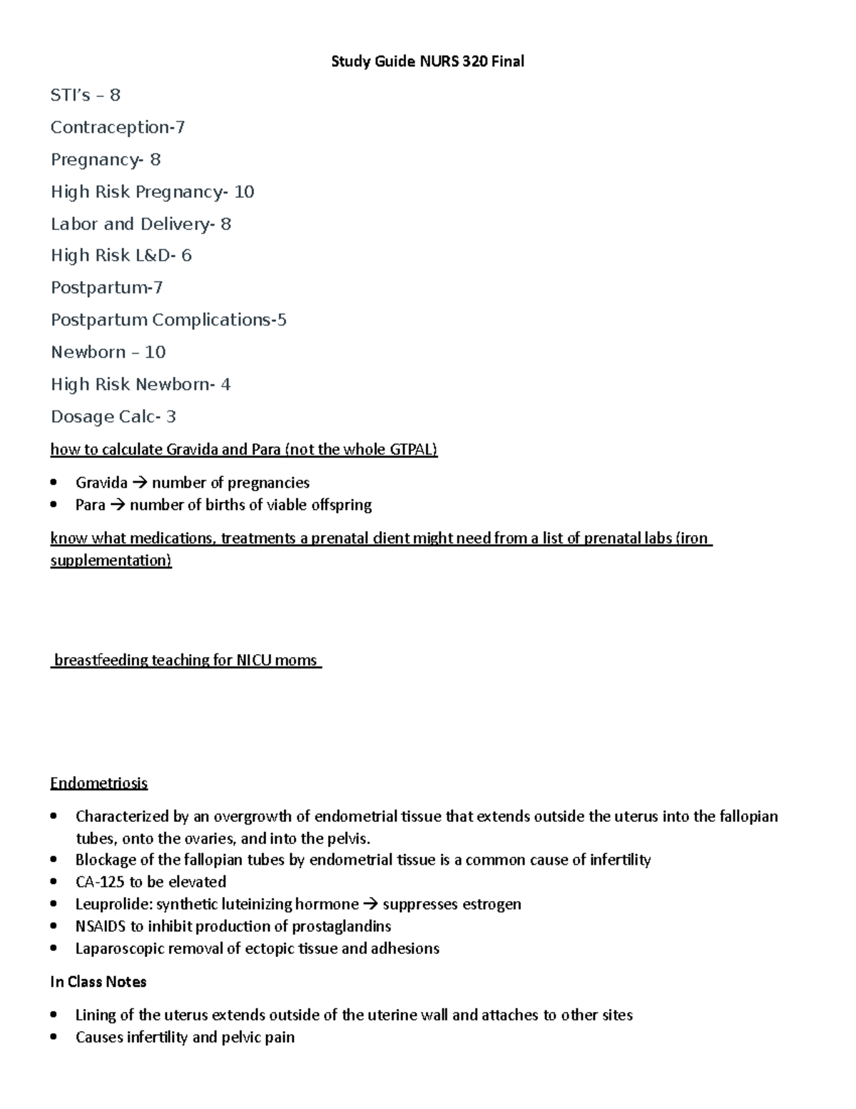 NURS 320 Final Exam Study Guide: Comprehensive Review Notes - Studocu