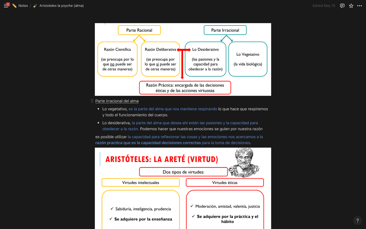 Aristóteles y la Psique: Partes Irracional y Racional del Alma - Studocu