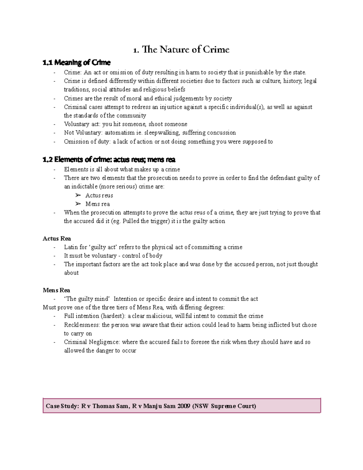 Crime Legal Studies - 1. The Nature of Crime 1 Meaning of Crime - Crime ...