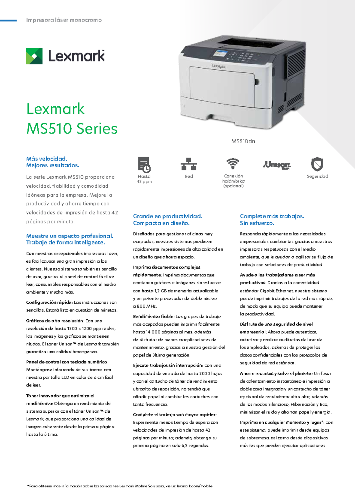 35S0330 - electronica - Impresora láser monocromo Lexmark MS510 Series ...