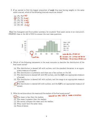Practice 4exam2Q25Solutions - Practice Test for Exam2 of Stat 302, Fall ...