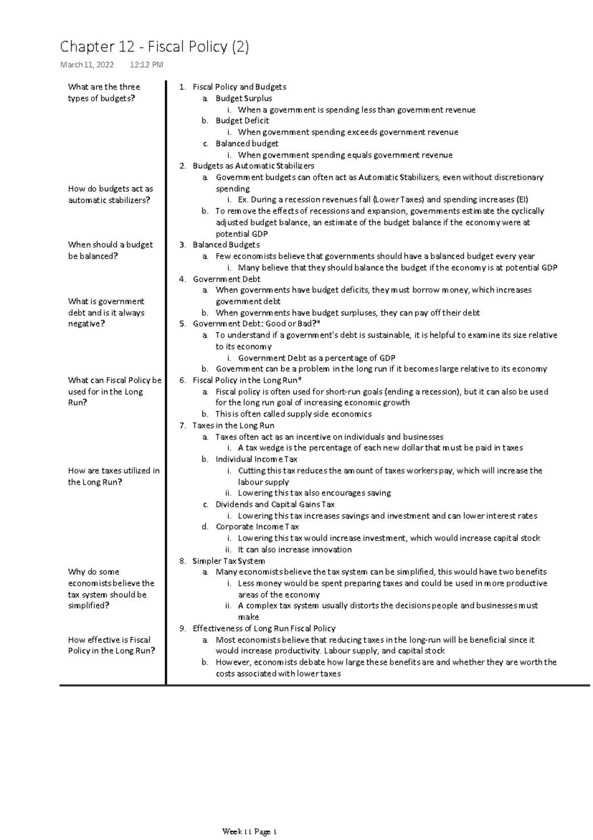 Chapter 12 - Fiscal Policy (2) [ECON 102] - Fiscal Policy and Budgets ...