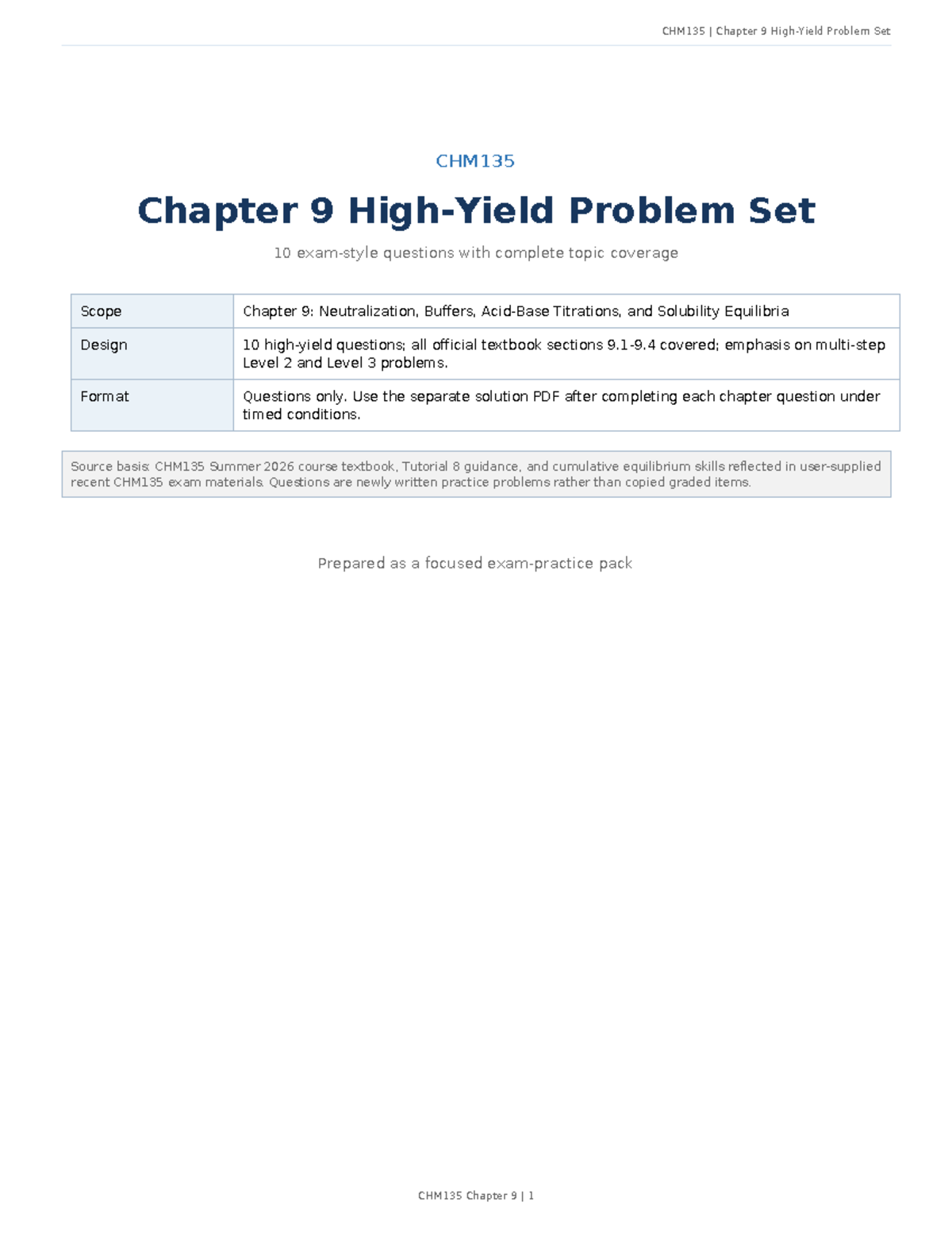 CHM135 Chapter 9 Comprehensive Problem Set with Solutions - Studocu