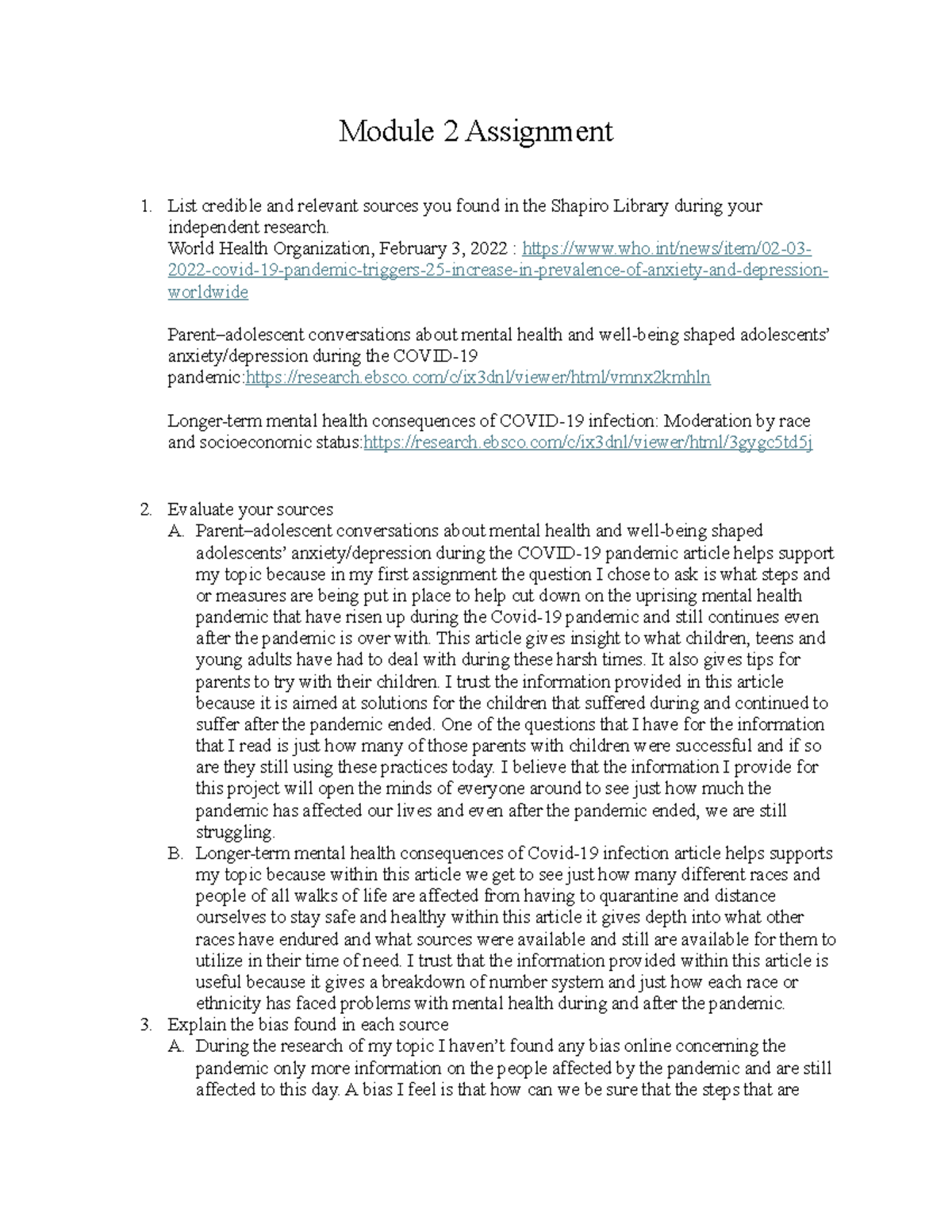 Eng 190 Module 2 Assignment - Module 2 Assignment List credible and ...