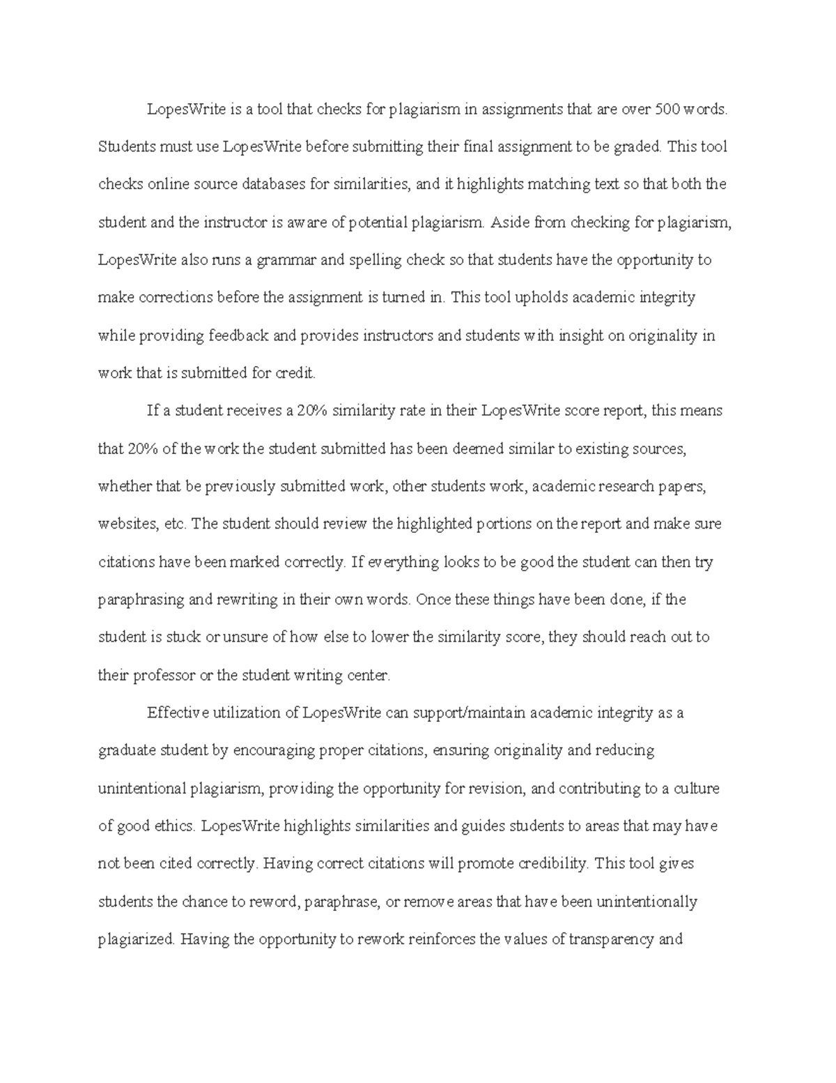 LopesWrite: Essential Tool for Academic Integrity in Coursework - Studocu