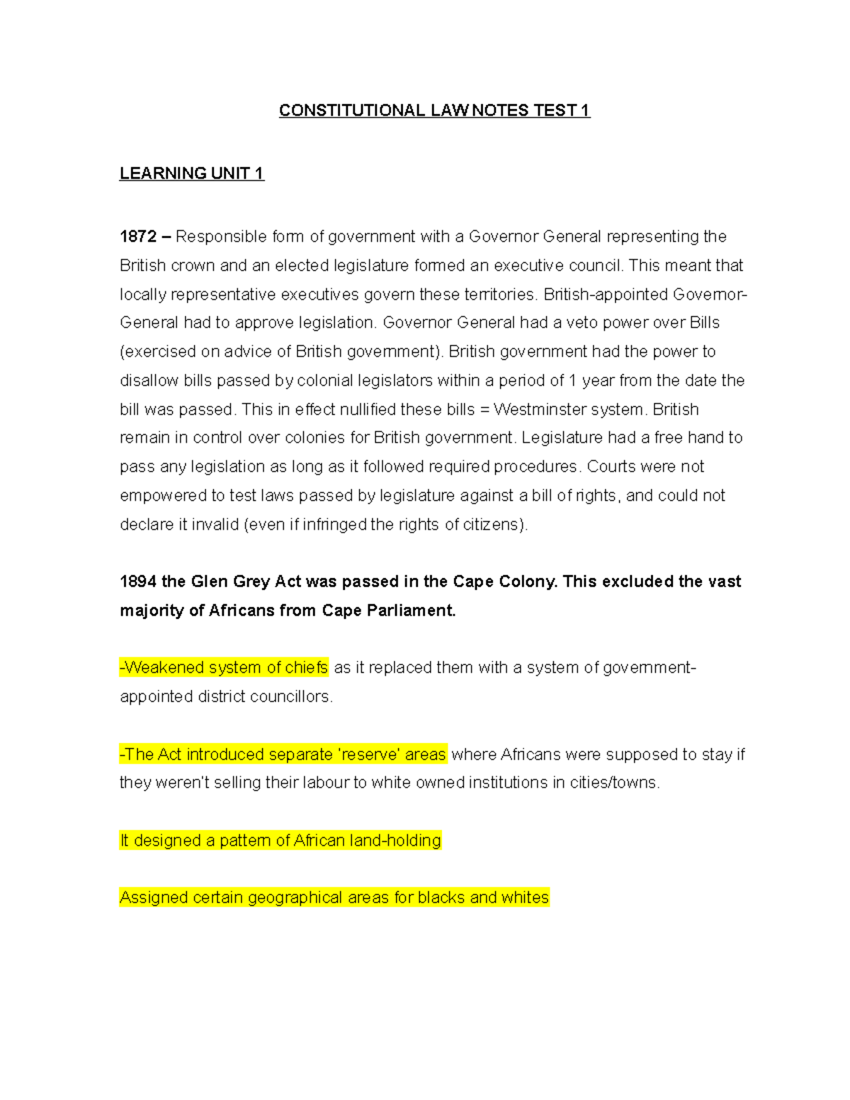 Constitutional Law Notes: Test 1 Overview and Key Concepts - Studocu