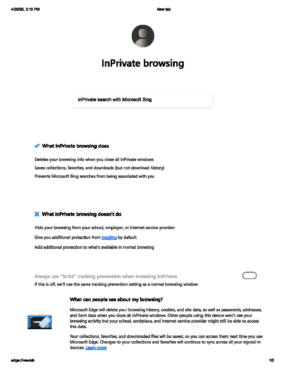 3:15 PM InPrivate Browsing Overview with Microsoft Edge - Studocu