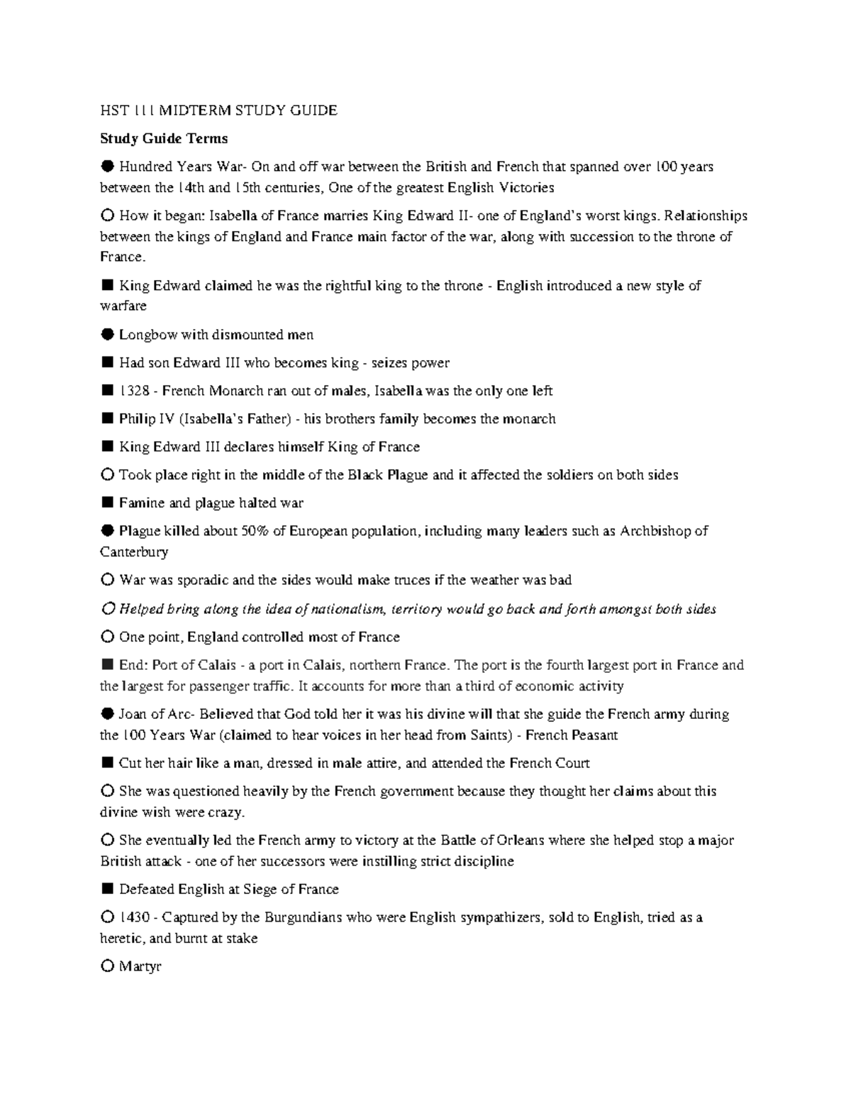 HST 111 Midterm Study Guide: Key Themes and Concepts in History - Studocu
