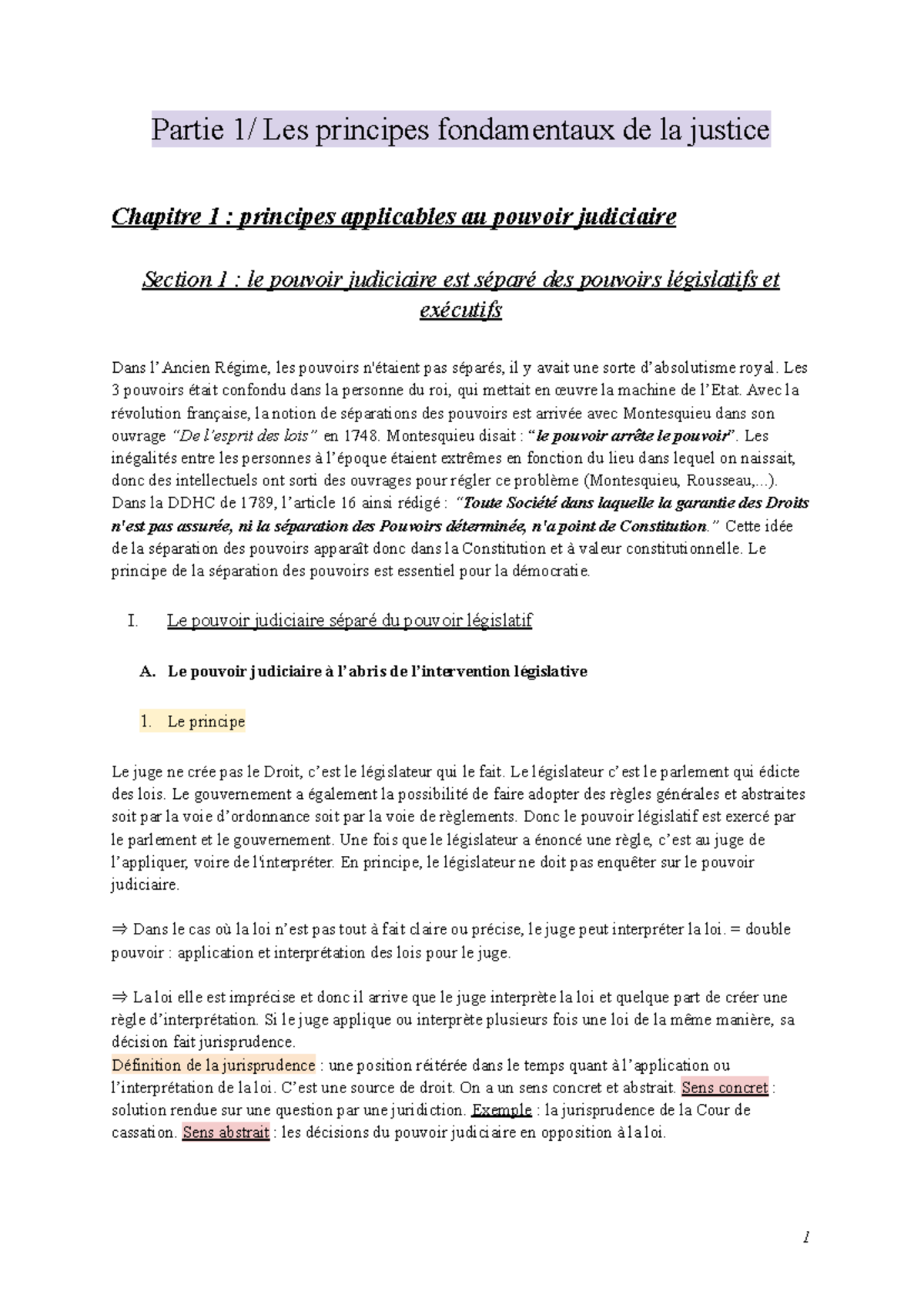 Partie 1 Les principes fondamentaux de la justice - Les 3 pouvoirs ...
