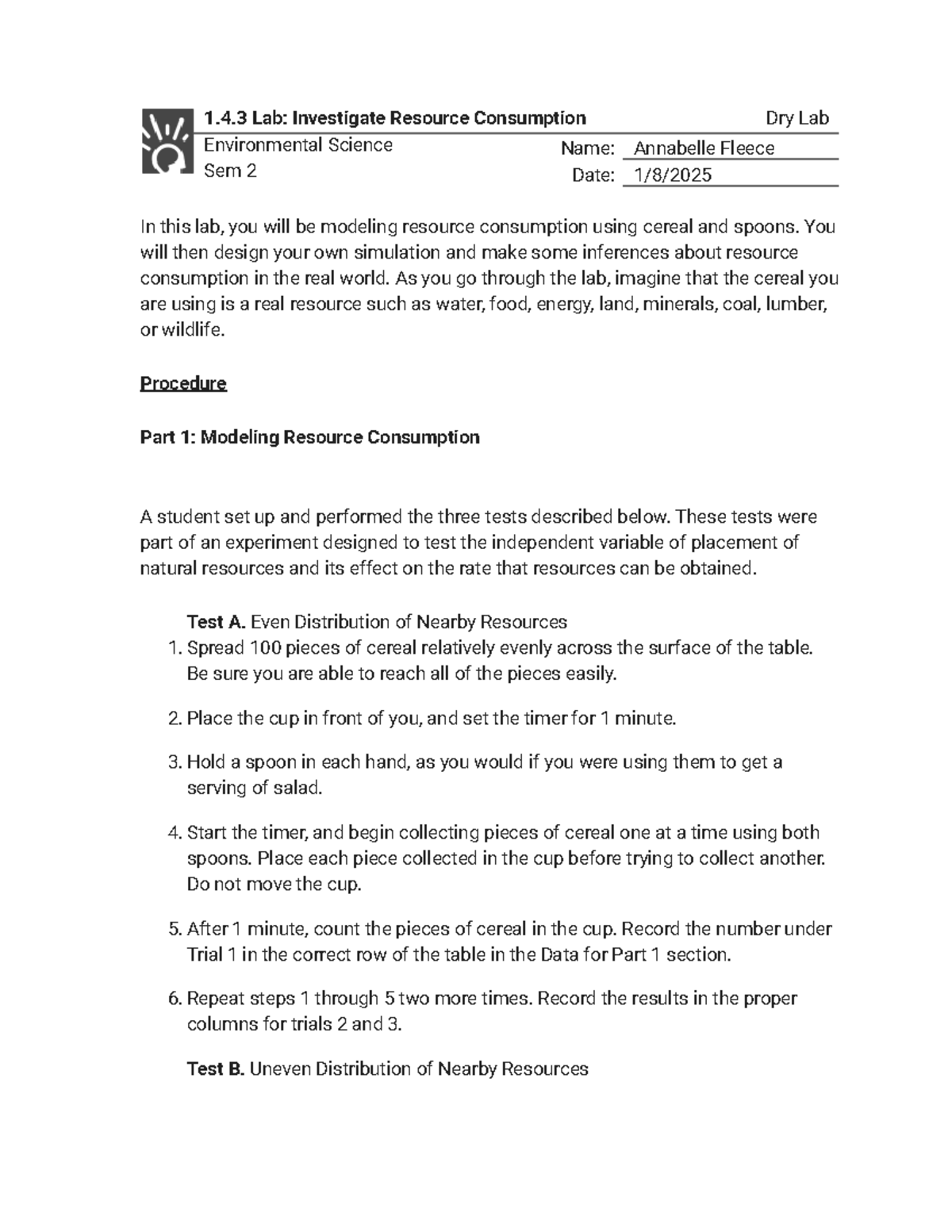 1.4.3 Lab: Resource Consumption Simulation in Environmental Science ...