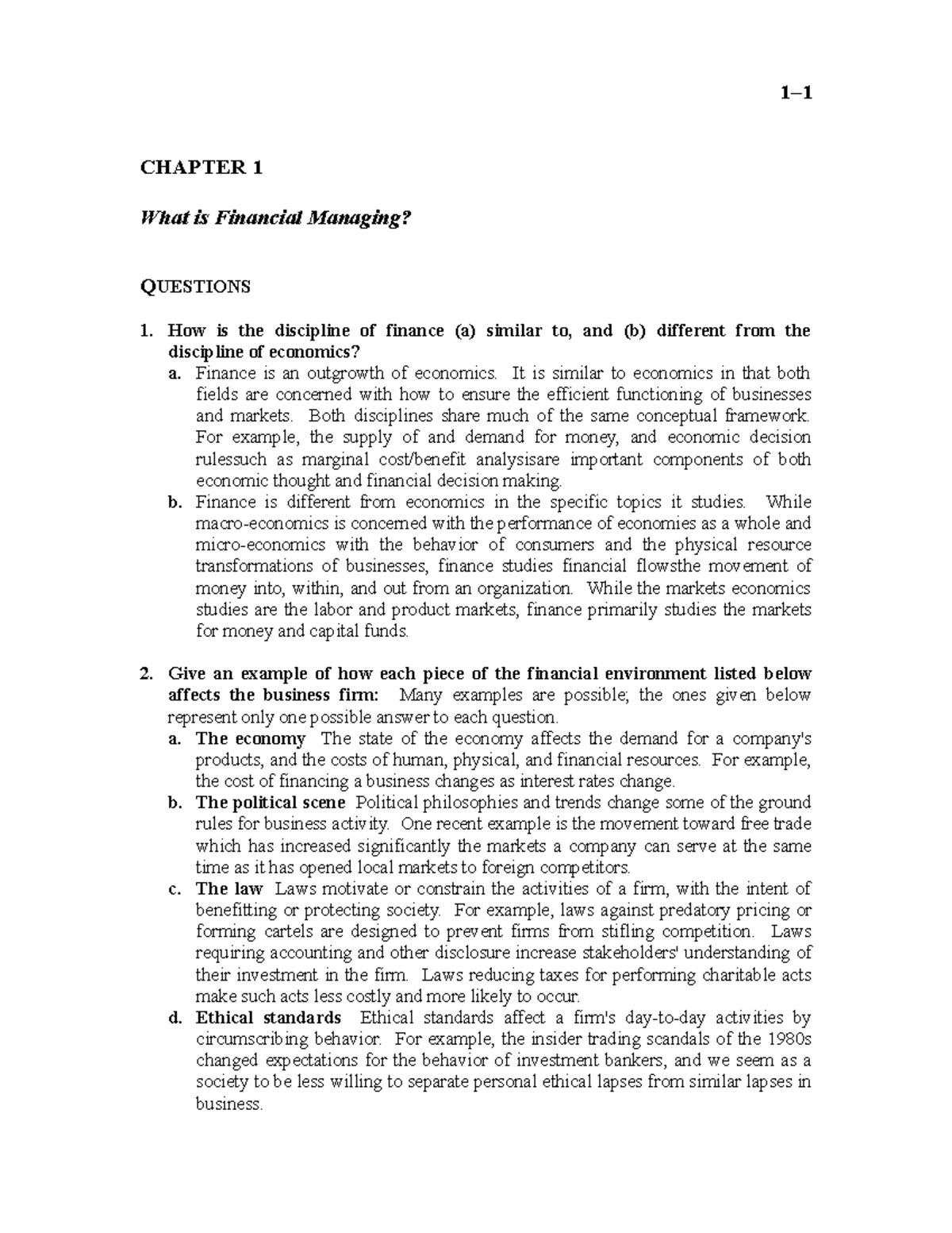 Chapter 1 - Solutions - 1– CHAPTER 1 What is Financial Managing ...
