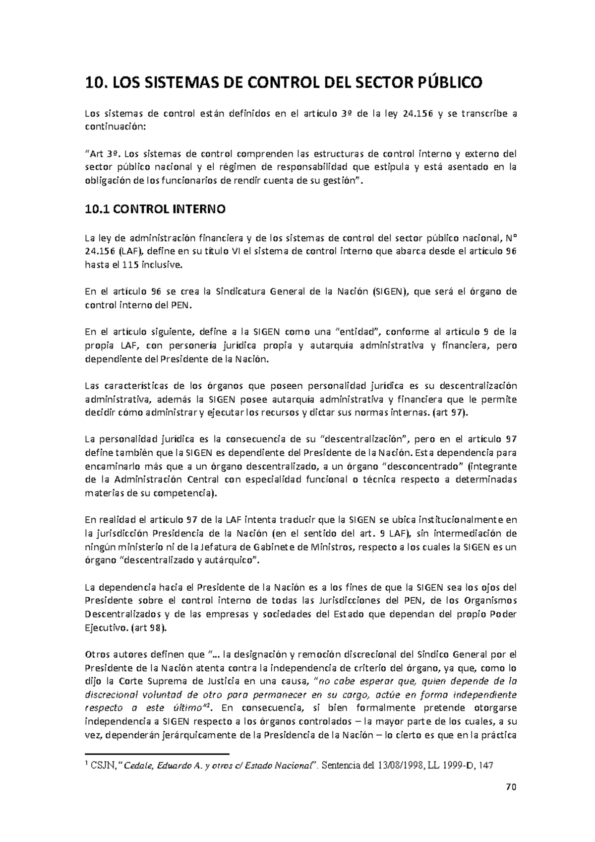 Control Interno y Externo en el Sector Público: Ley 24.156 - Studocu