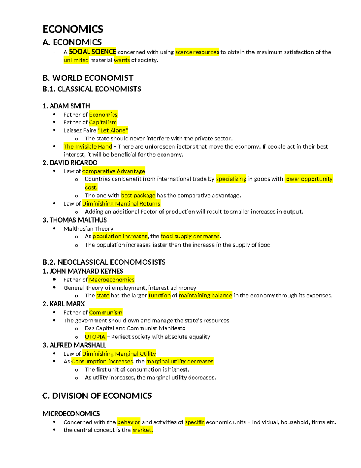 Economics - Comprehensive Review Notes for Education (ECON 101) - Studocu