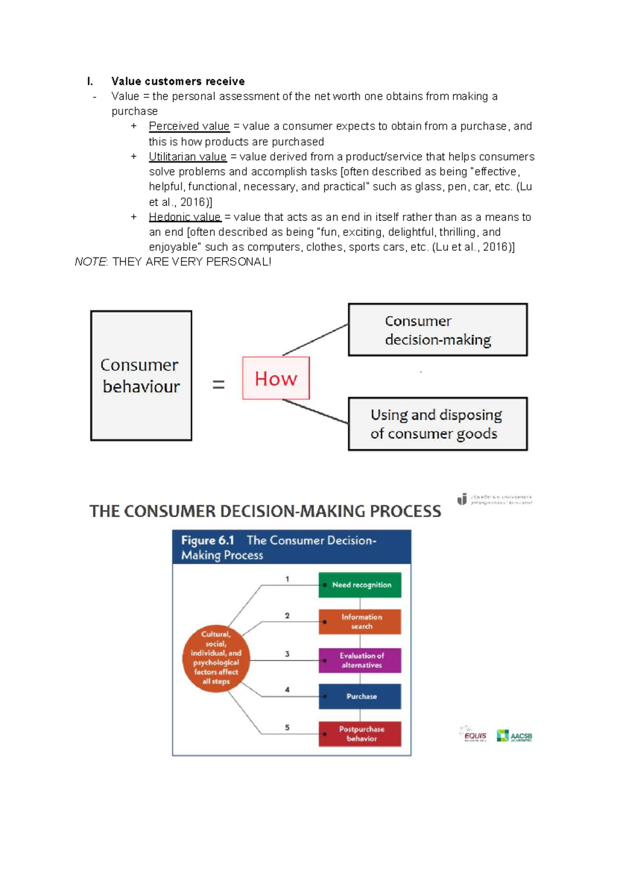 Consumer Value and Decision-Making Process in Marketing (MKT 101) - Studocu