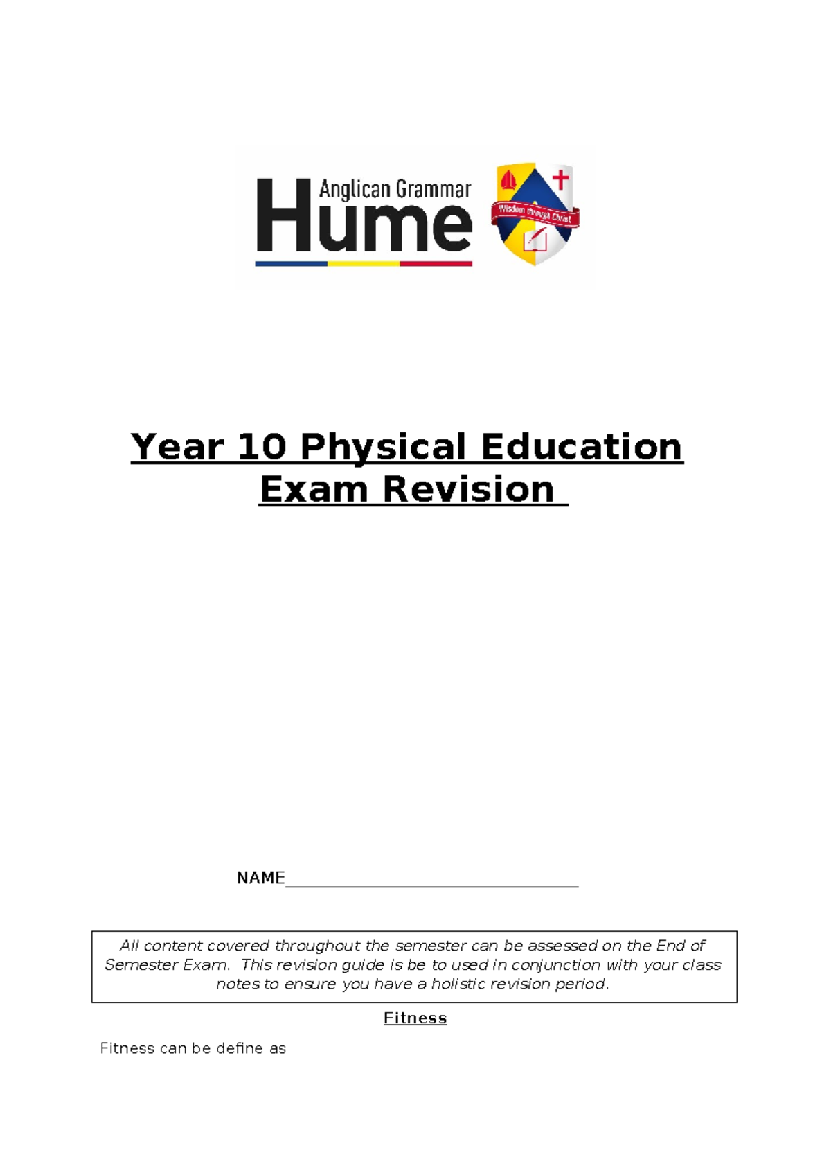 Year 10 PE Exam Revision Guide: Key Concepts & Training Methods - Studocu