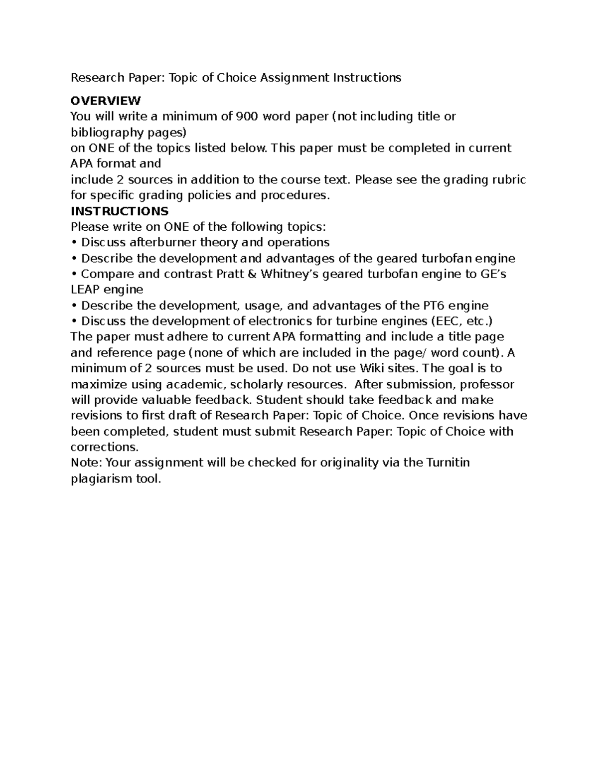 Research Paper (ENGR 101): Topic of Choice Guidelines - Studocu