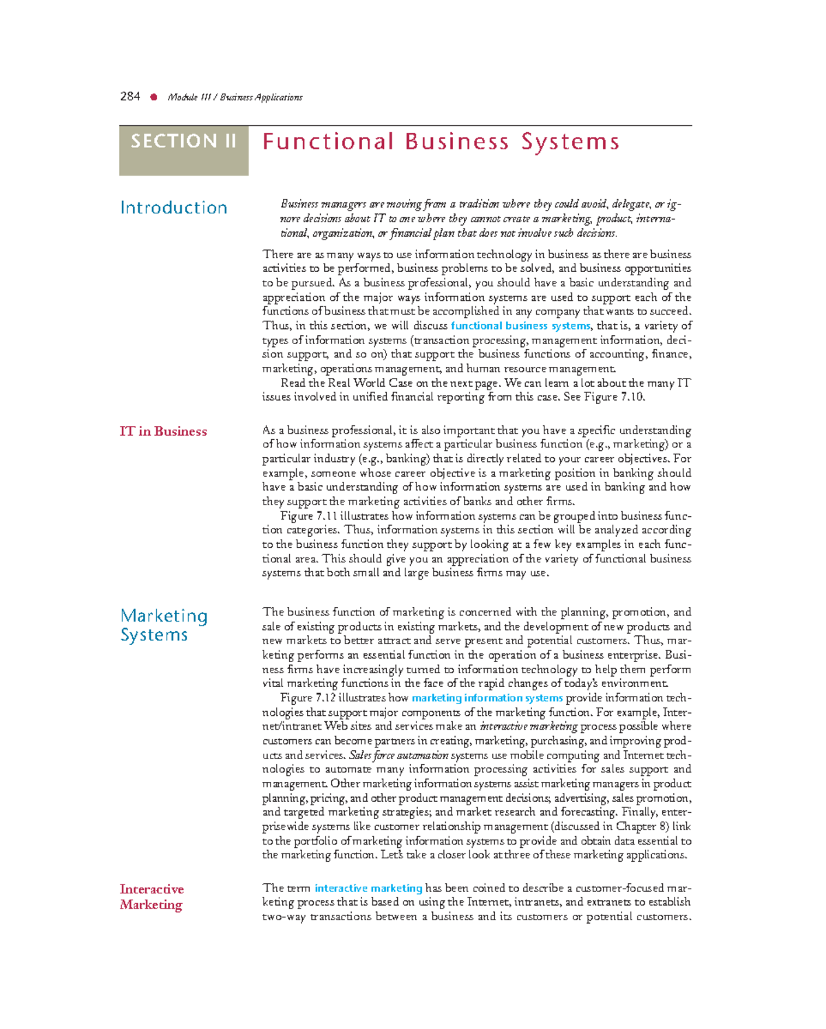 Chapter 3 Functional Business Systems - 284 Module III / Business ...
