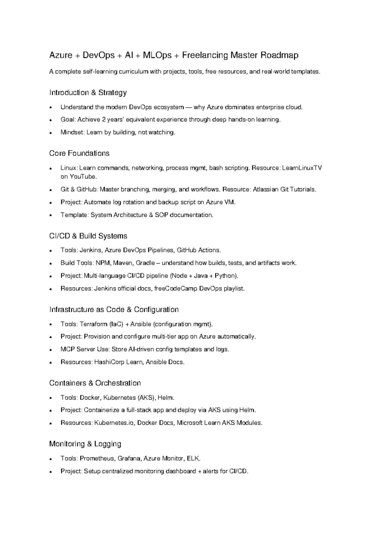 Azure DevOps AI MLOps Freelancing Master Roadmap: Complete Guide - Studocu
