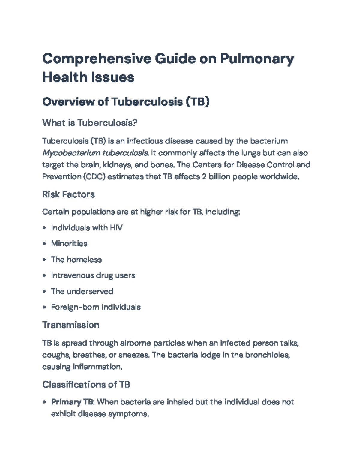 Comprehensive Guide on Pulmonary Health Issues: TB and Chest Trauma ...