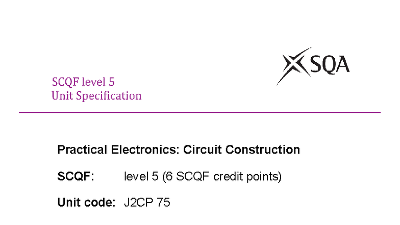 Circuit Construction SCQF 5 - J2CP 75 Practical Electronics: Circuit ...