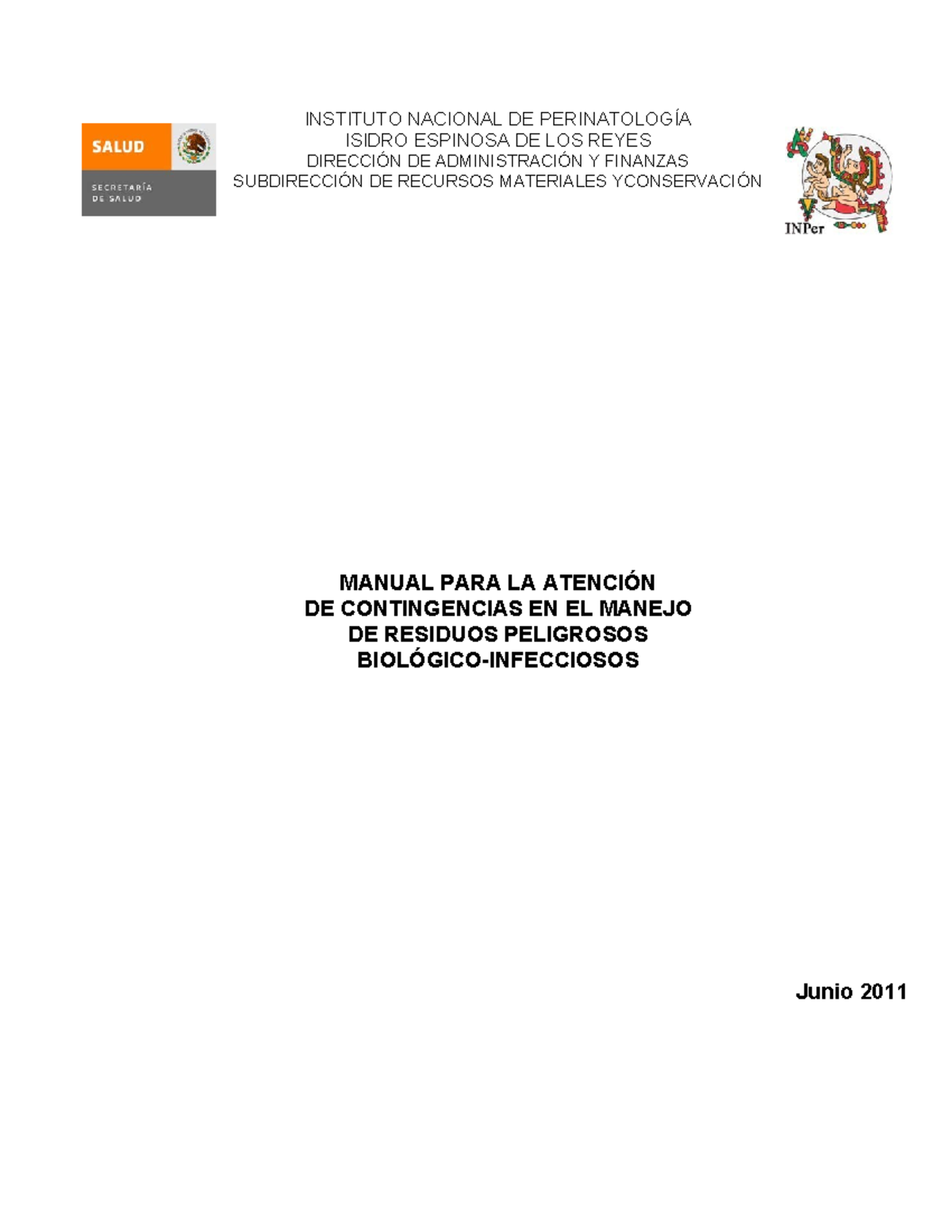 Manual para la Atención de Contingencias en Manejo de RPBI - Studocu