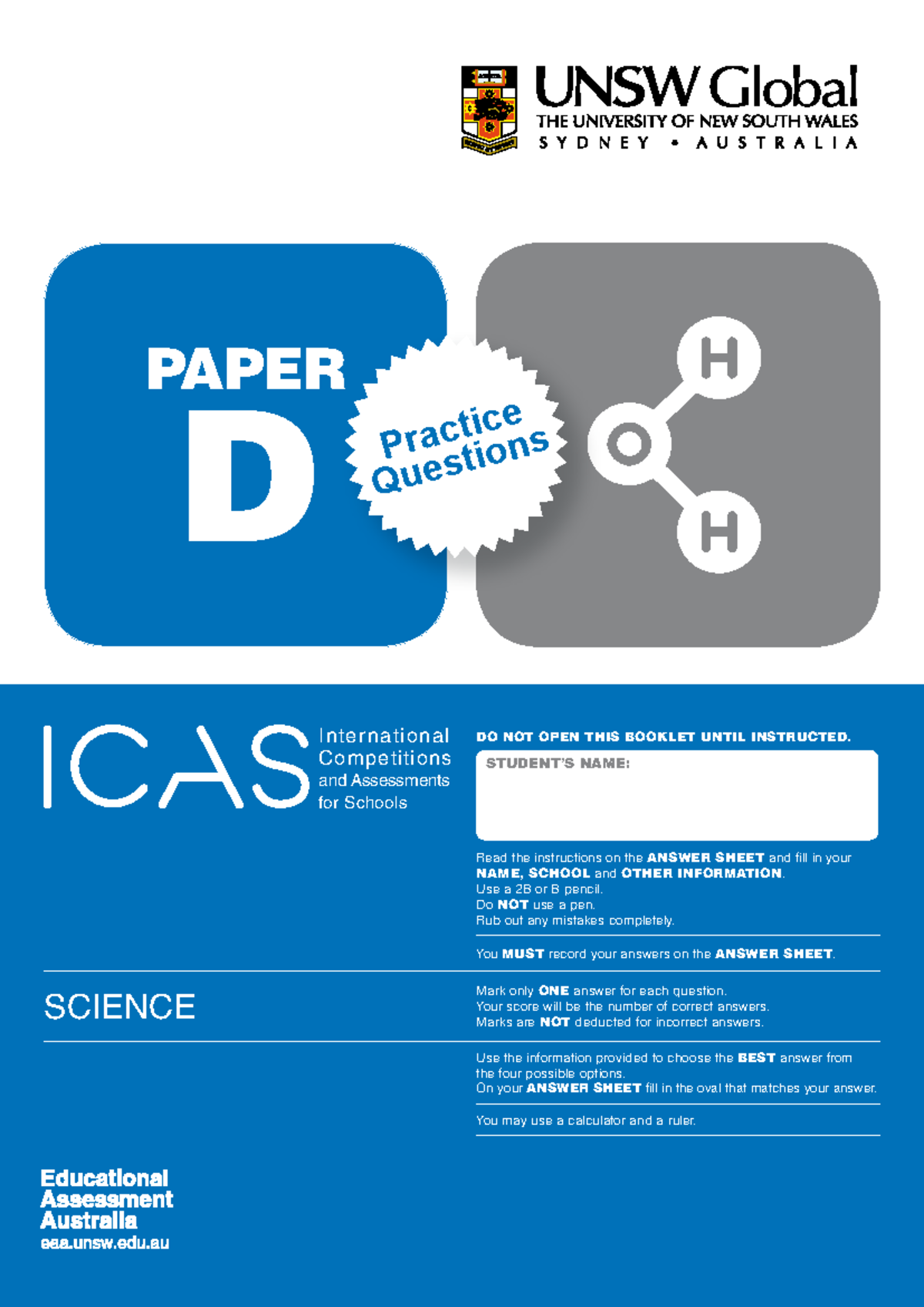 ICAS Science Practice Questions Paper D EAA - Studocu