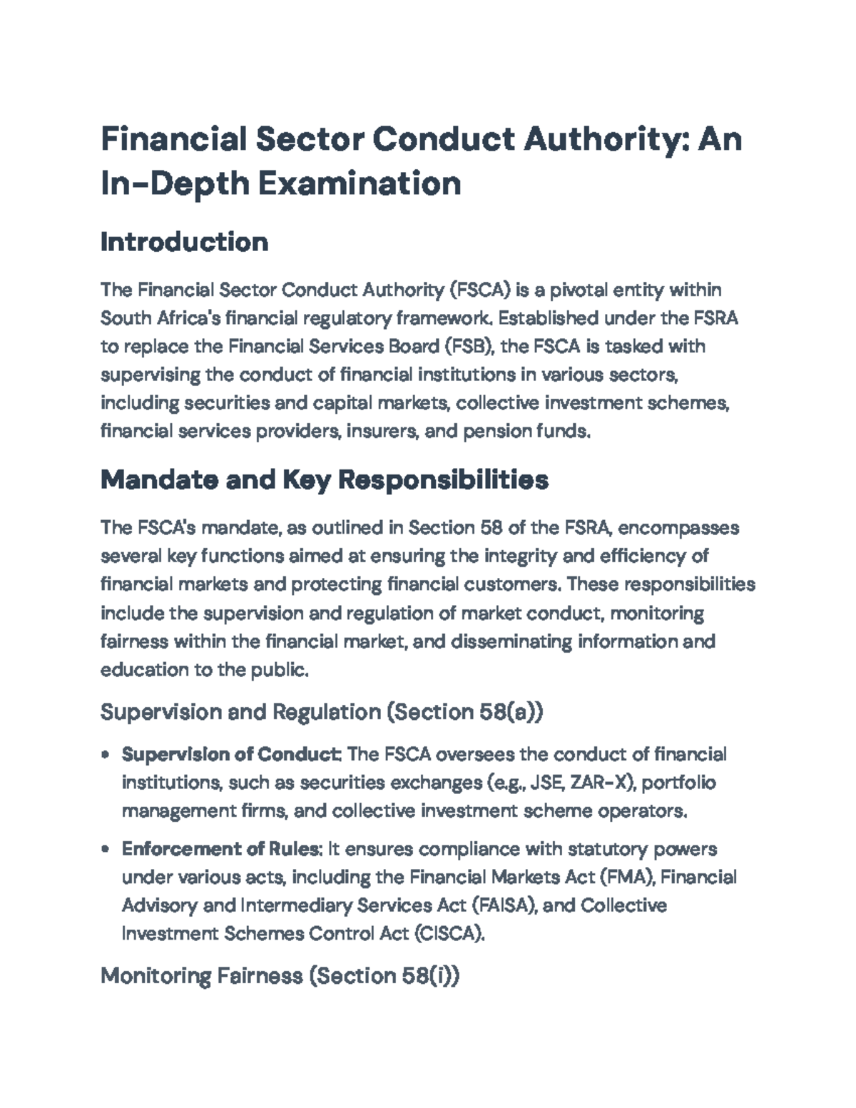 In-Depth Overview of FSCA Functions in Financial Regulation (FSCA 101 ...