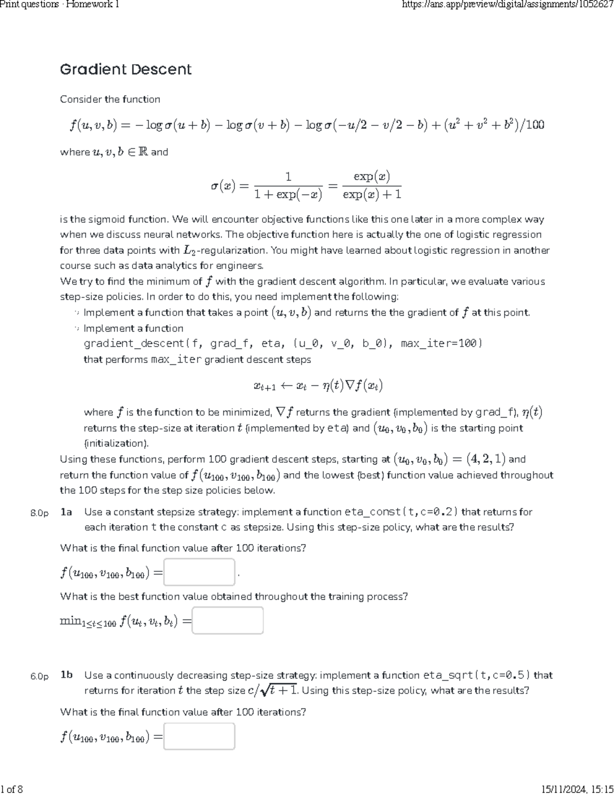 Homework 1: Gradient Descent & Coordinate Descent Methods - Studeersnel