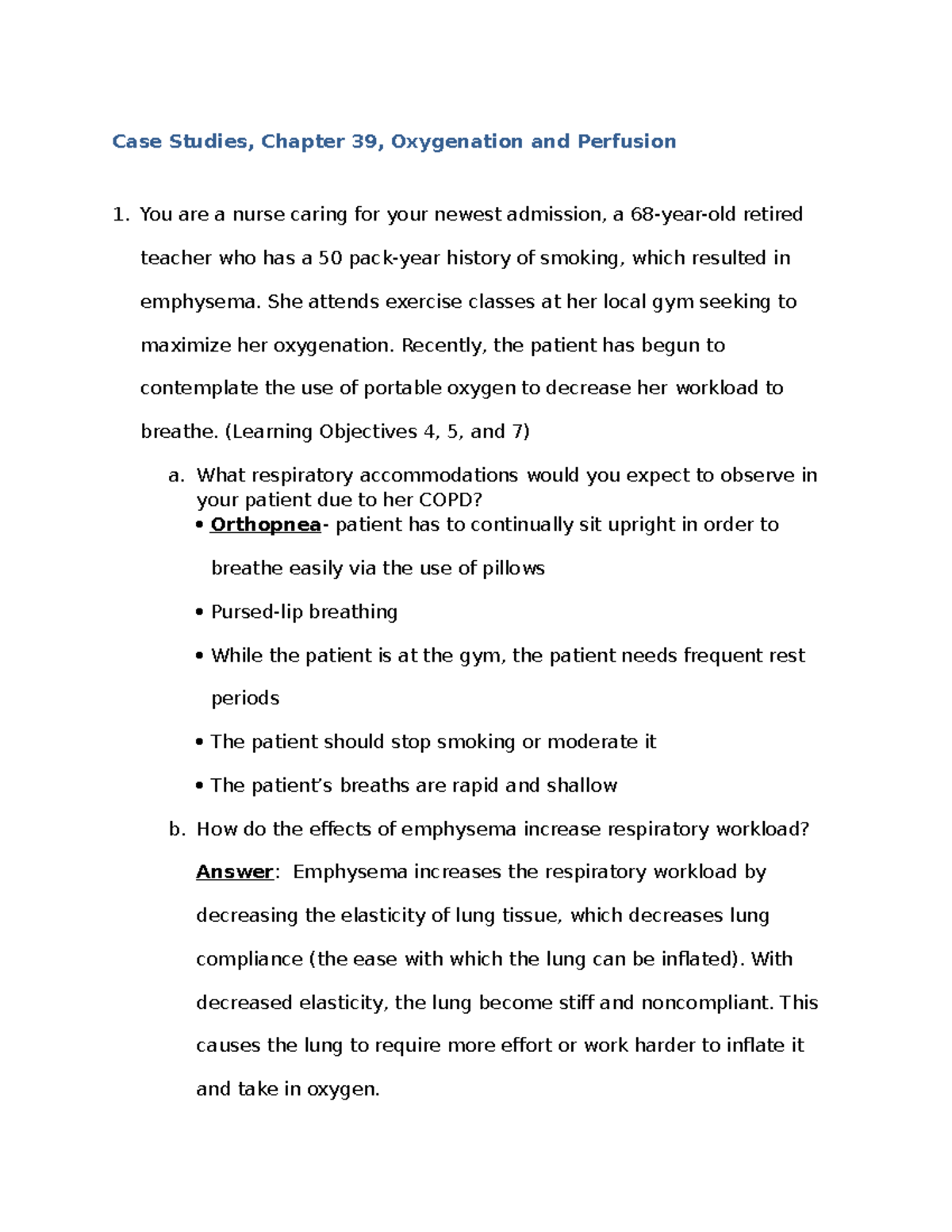 Case Study Analysis, Ch 39: Oxygenation & Perfusion in COPD Patients ...