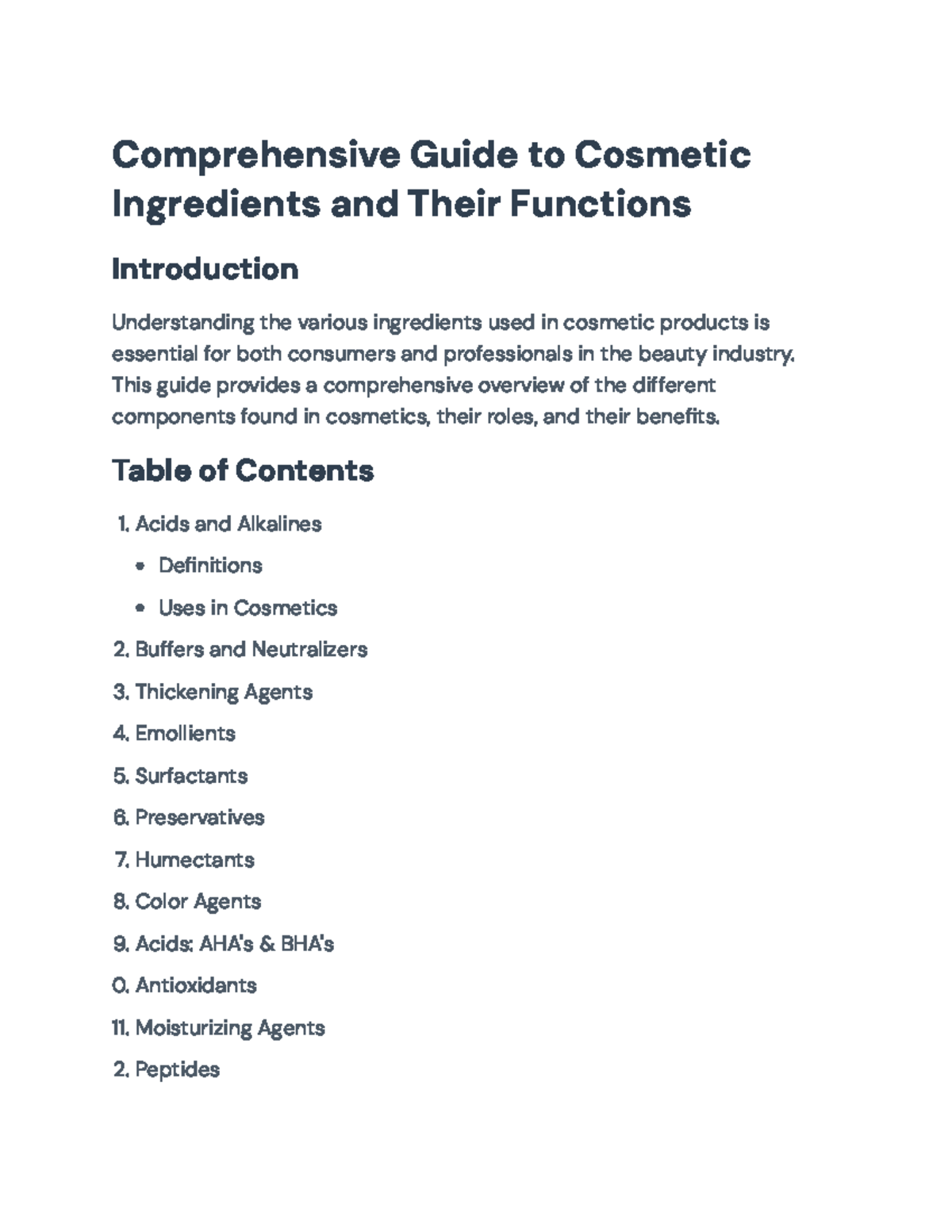 Comprehensive Guide to Cosmetic Ingredients and Their Functions ...