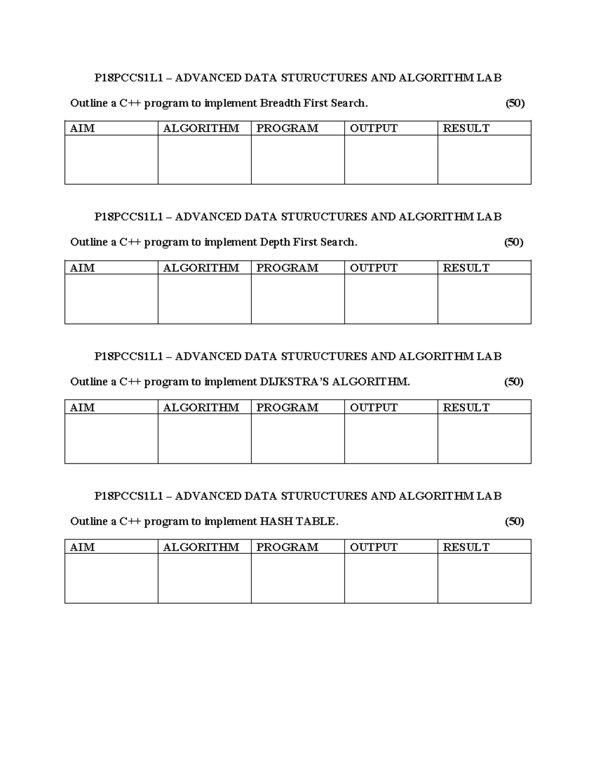 M.TECH LAB NOTES - P18PCCS1L1 – ADVANCED DATA STURUCTURES AND ALGORITHM ...