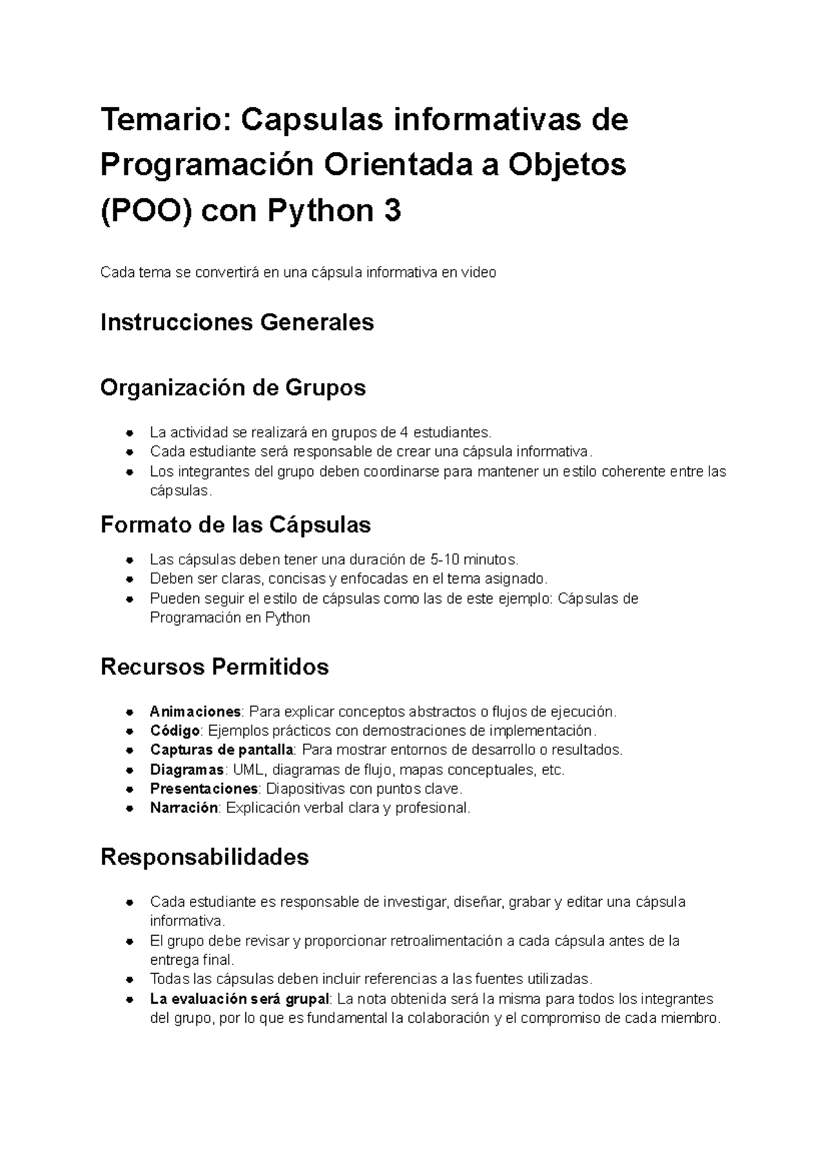 Temario: Cápsulas Informativas de POO con Python 3 - Guía de Estudio ...