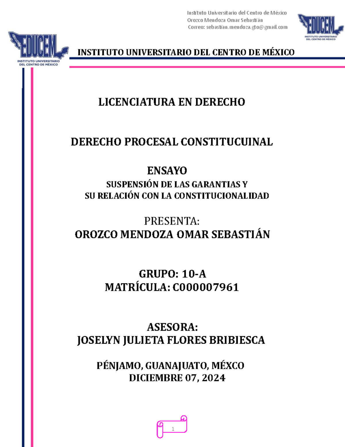 Ensayo sobre la Suspensión de Garantías en Derecho Procesal ...