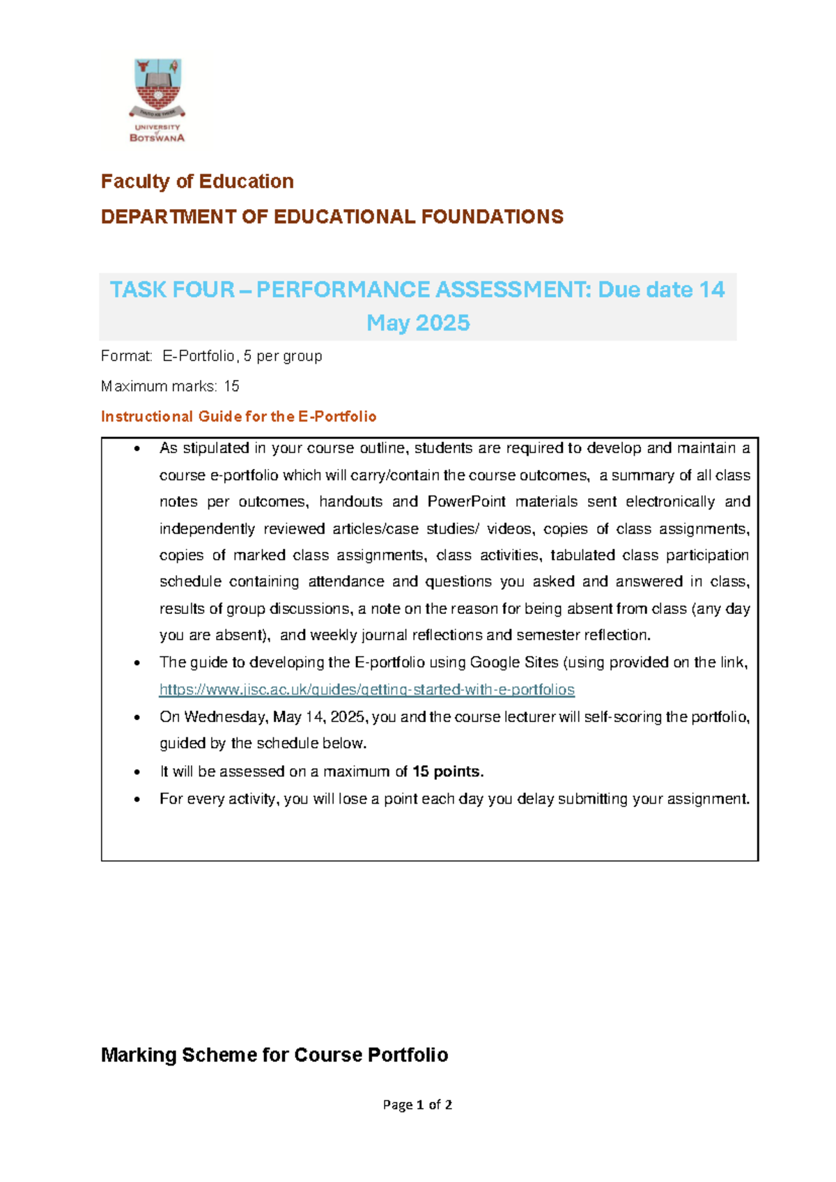 Task 4 - Performance Assessment Guide for Educational Foundations - Studocu