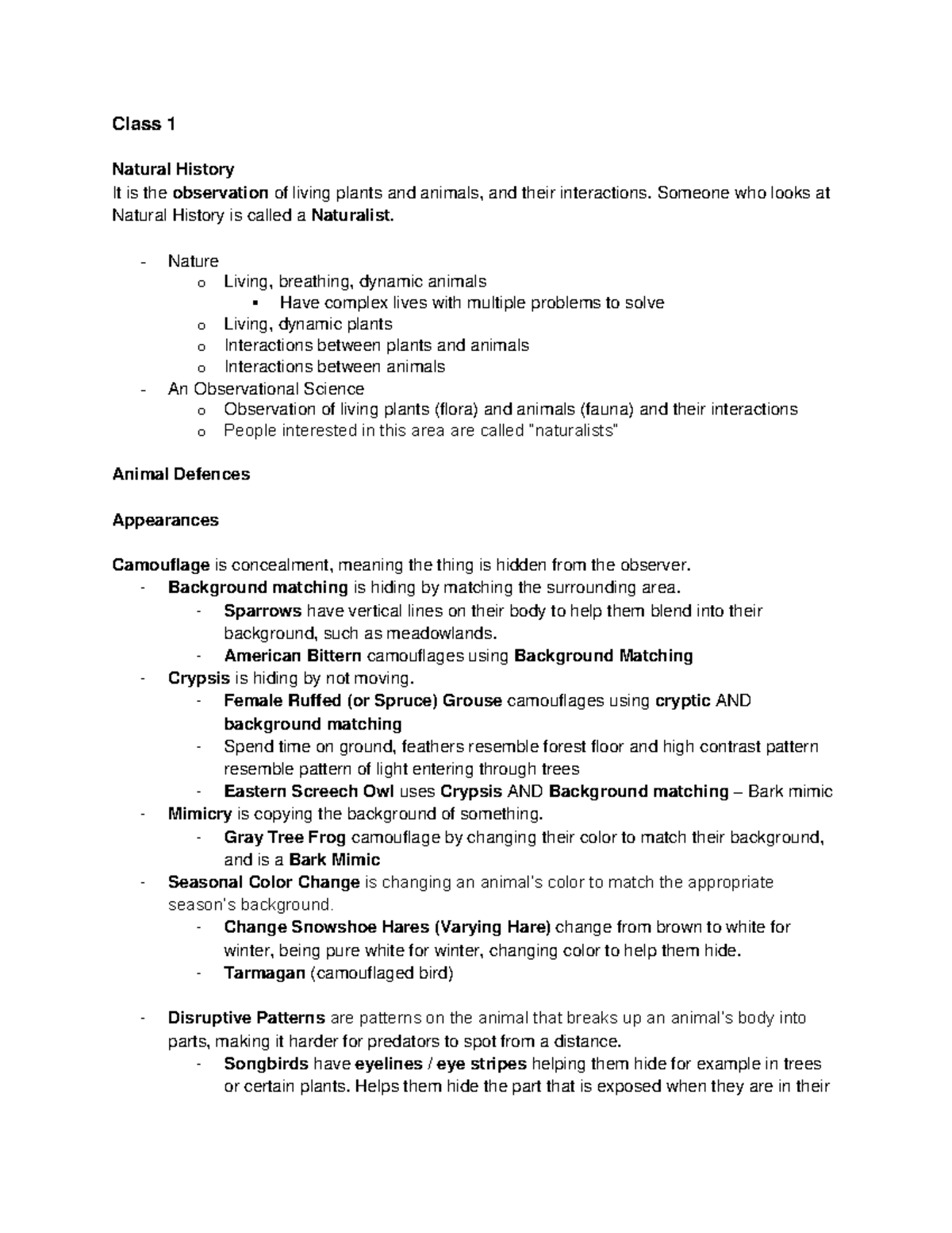 BIOL1902- better notes - Warning: TT: undefined function: 32 Class 1 ...