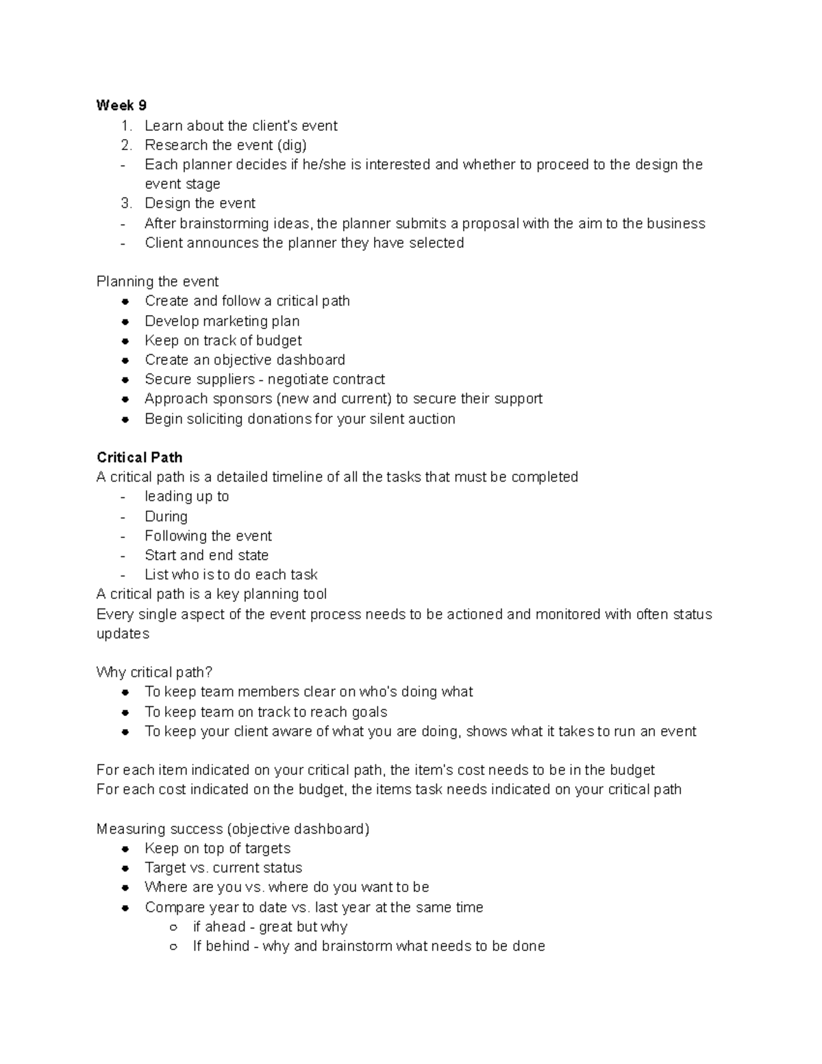 HTT 607 - Quiz 3 Review: Event Planning Essentials and Protocols - Studocu