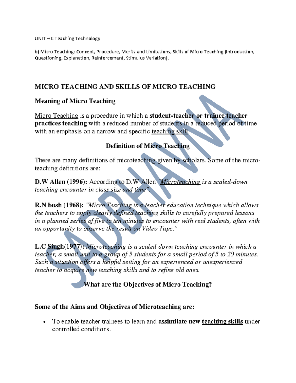 Micro Teaching Techniques: Concepts, Skills, and Procedures (EDU 101 ...